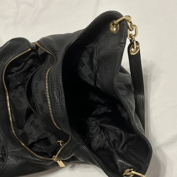 Michael Kors Black Hobo Bag with Gold Accents - Picture 6 of 8